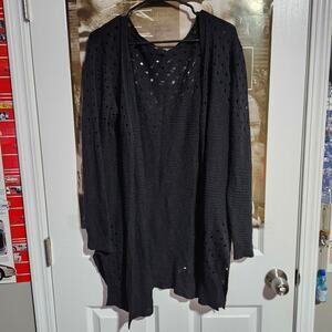 Women's Size Large Paper Moon Brand Black Knit Open Cardigan